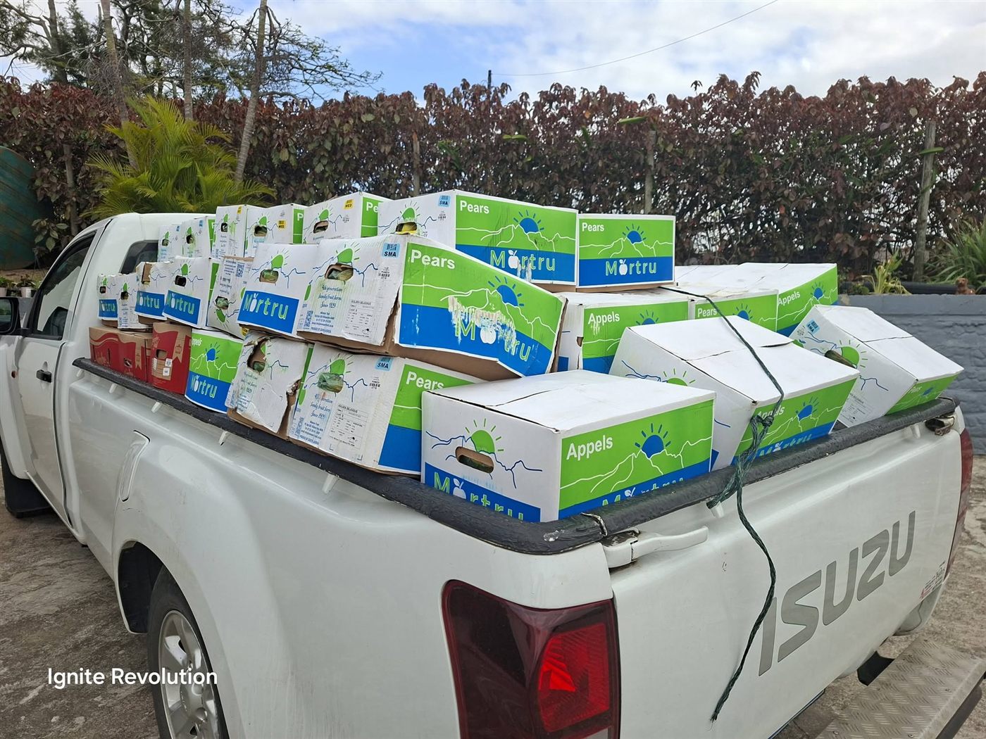 A bakkie loaded with donations